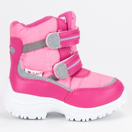 Botas de nieve de velcro calentadas. rosa