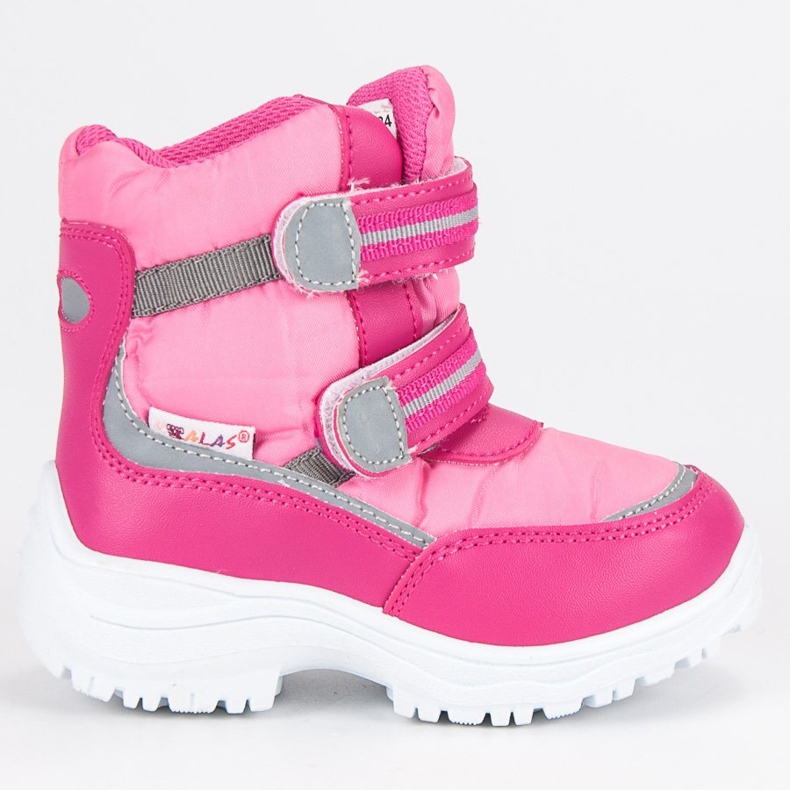 Botas de nieve de velcro calentadas. rosado