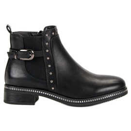 Vinceza Botines negros con pedrería
