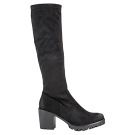 Botas de ante de tacón alto de VINCEZA negro Botas de ante de tacón alto de VINCEZA negro