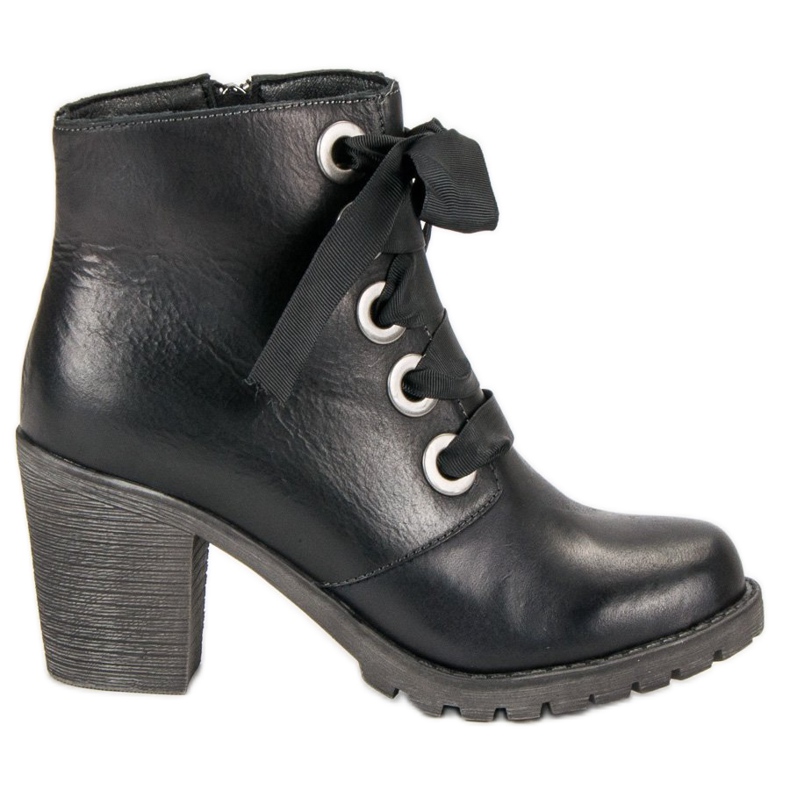 Botas de piel atadas de VINCEZA negro