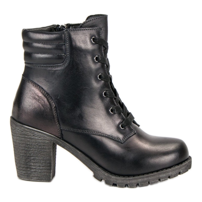 Botines de piel negra sobre poste vinceza negro
