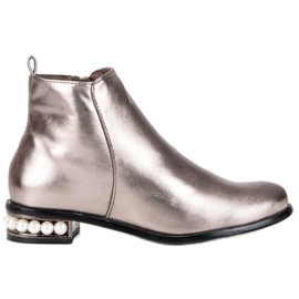 Comer Botas con perlas gris