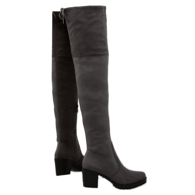 Botas mosqueteras con tacón ancho gris BH108-HB Gris