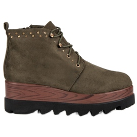 Kylie Botas de cuña de ante verde