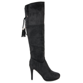 Small Swan Botas de muslo negras en un alfiler negro