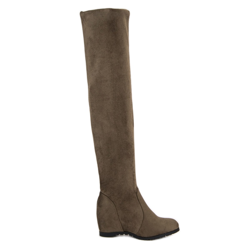 Super Me Botas de cuña alta verde