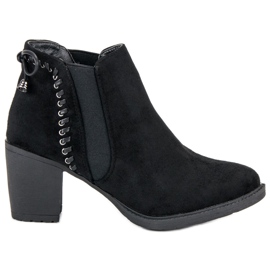 Botas casual de tacón alto negro Botas casual de tacón alto negro