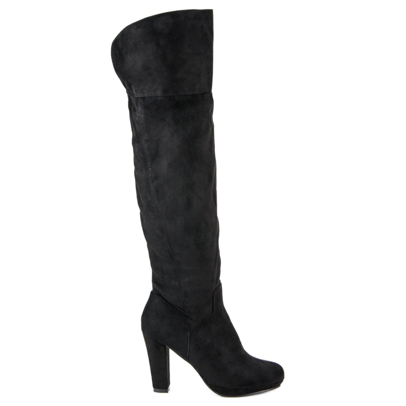 Botas de ante en el poste negro Botas de ante en el poste negro