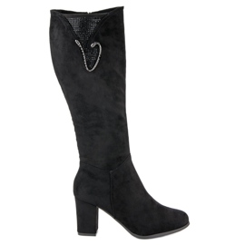 Botas de ante de tacón alto negro
