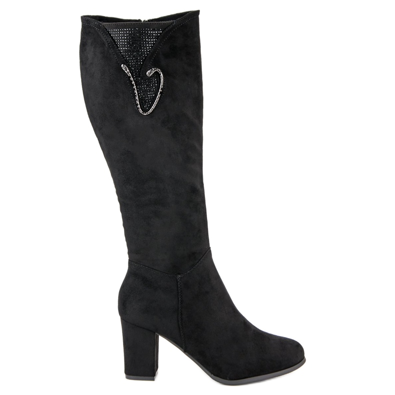 Botas de ante de tacón alto negro Botas de ante de tacón alto negro