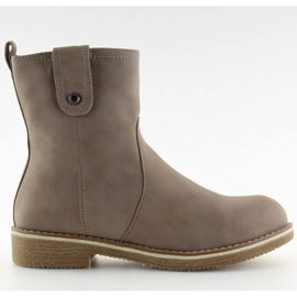 Botines en un tacón plano beige 0-253 color caqui