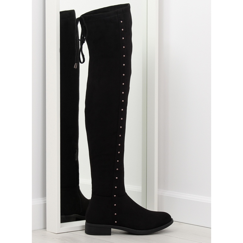 Botas negras con tacones planos 7368 negro