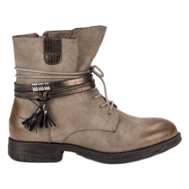 Queentina Botas marrones con cremallera marrón
