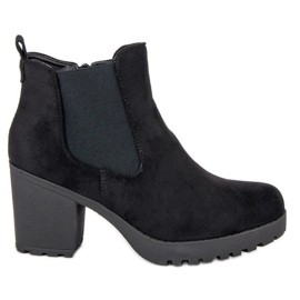 Ideal Shoes Botines Chelsea de ante en la plataforma negro