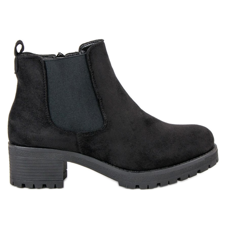 Ideal Shoes Botines chelsea negros en tacones planos