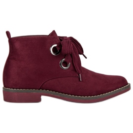 Super Mode Botas de ante con cordones rojo