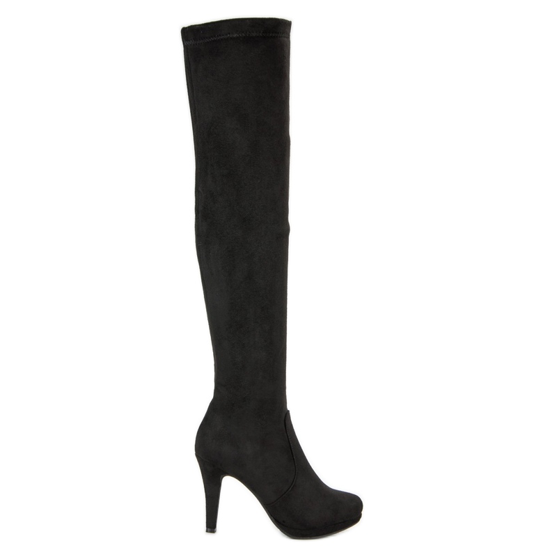 Super Me Botas de ante con tacón alto negro