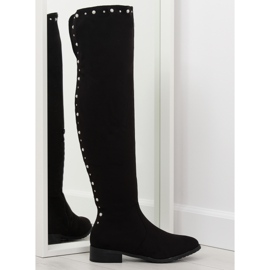Botas mosqueteras con perlas, negro 688-5 negro