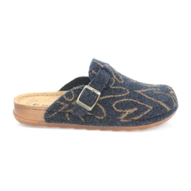 Zapatillas de fieltro Inblu UA033 corazones dorados azul marino