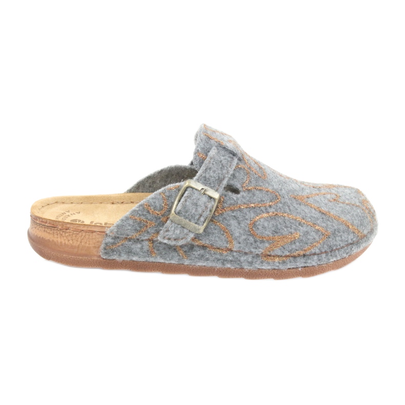 Zapatillas de fieltro Inblu UA033 corazones dorados gris amarillo