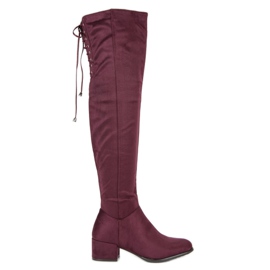 Queentina Botas de ante burdeos multicolor rojo
