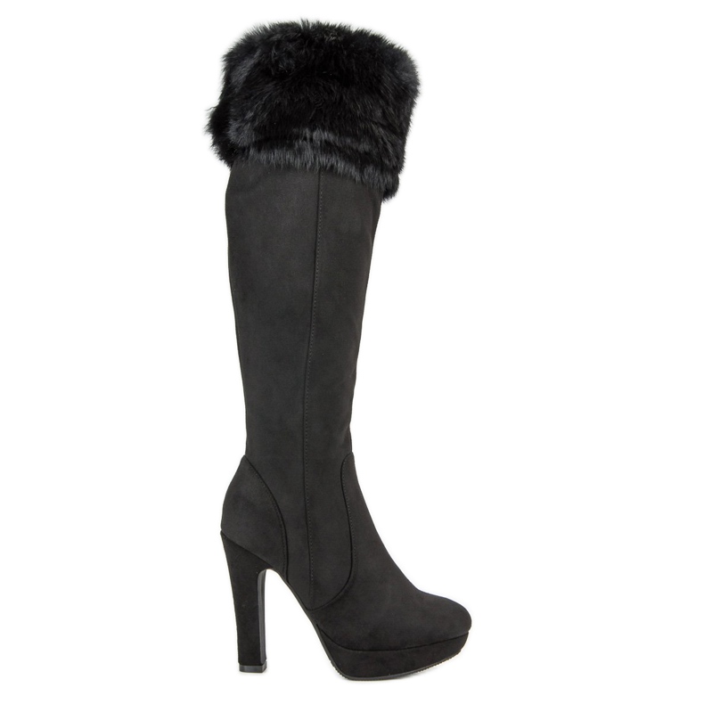 Super Me Botas muslo ante con pelo negro