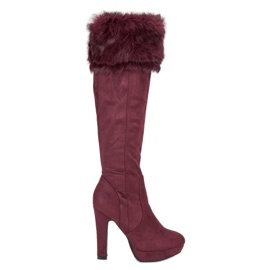 Super Me Botas muslo ante con pelo multicolor rojo