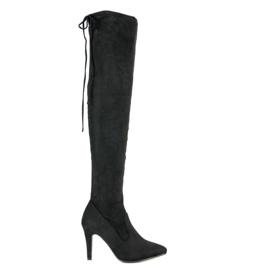 Cm Paris Botas hasta el muslo de ante en el talón negro