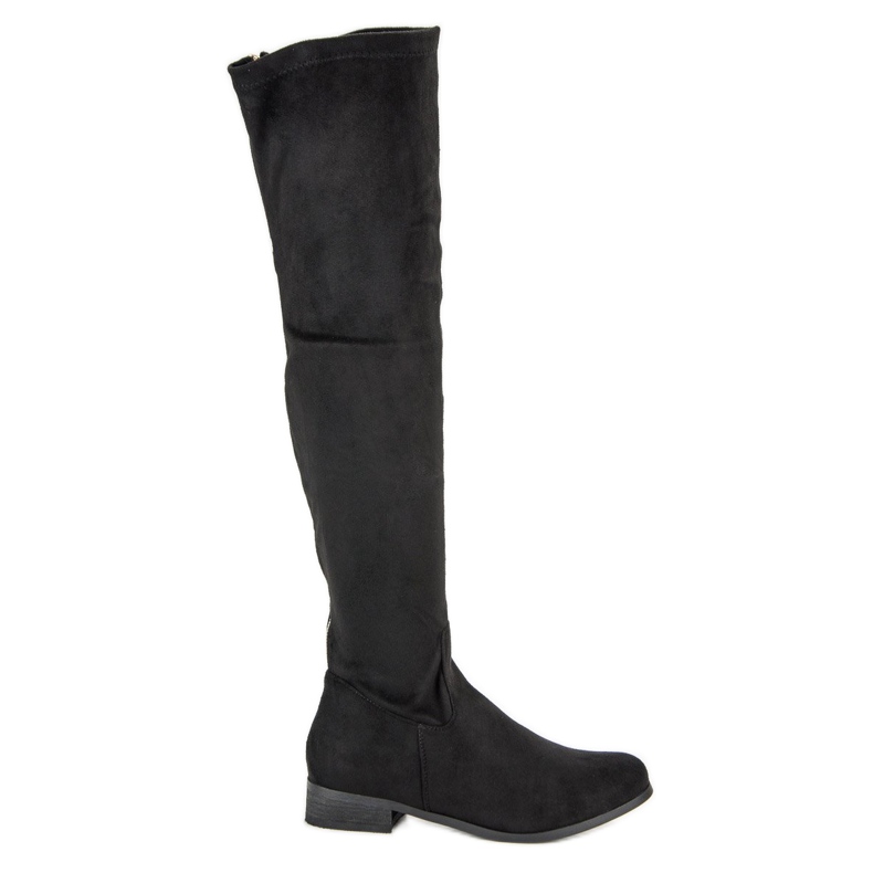 Cm Paris Botas de muslo de ante clásico negro