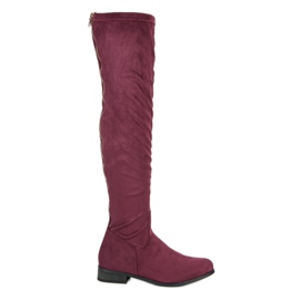 Cm Paris Botas de muslo de ante clásico multicolor rojo