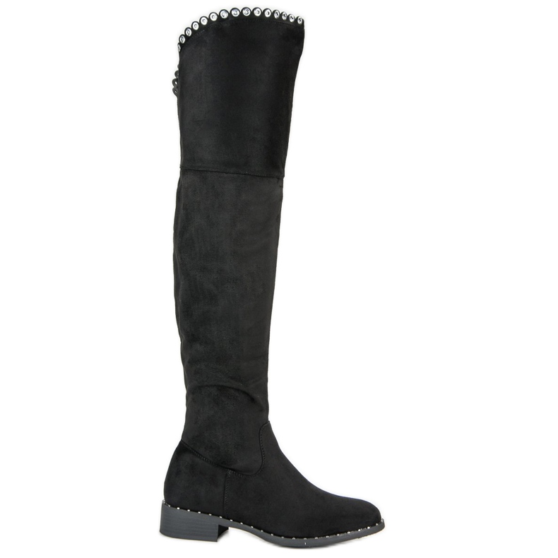 Queentina Botas de gamuza hasta el muslo negro