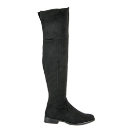 Super Me Botas mosqueteras con tacón plano negro