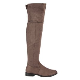 Super Me Botas por encima de la rodilla con tacón plano marrón