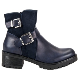 Ideal Shoes Botas azul marino en la plataforma