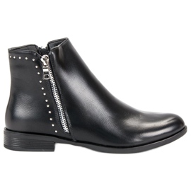 Super Me Botas clásicas con cremallera decorativa. negro