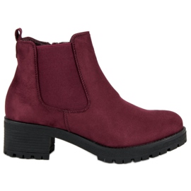 Ideal Shoes Botines Chelsea granate con tacones altos rojo