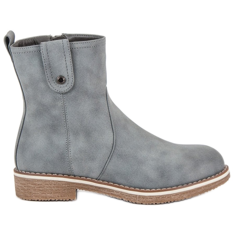 Super Me Botas cómodas con tacón plano gris