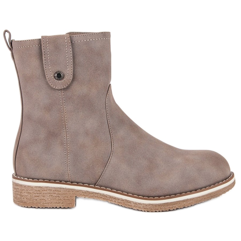 Super Me Botas cómodas con tacón plano marrón