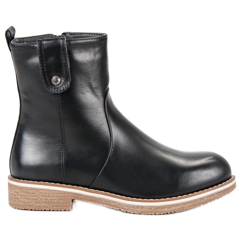 Super Me Botas cómodas con tacón plano negro Super Me Botas cómodas con tacón plano negro