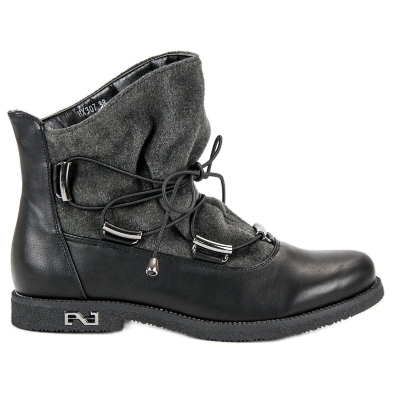 Botas negras de tacón plano negro