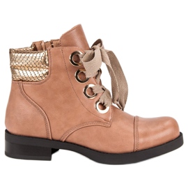 Bestelle Botas de polvo con tacón plano rosa