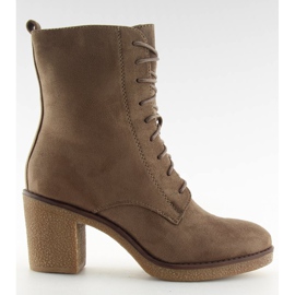 Tacones altos con cordones marrón 3638 Caqui