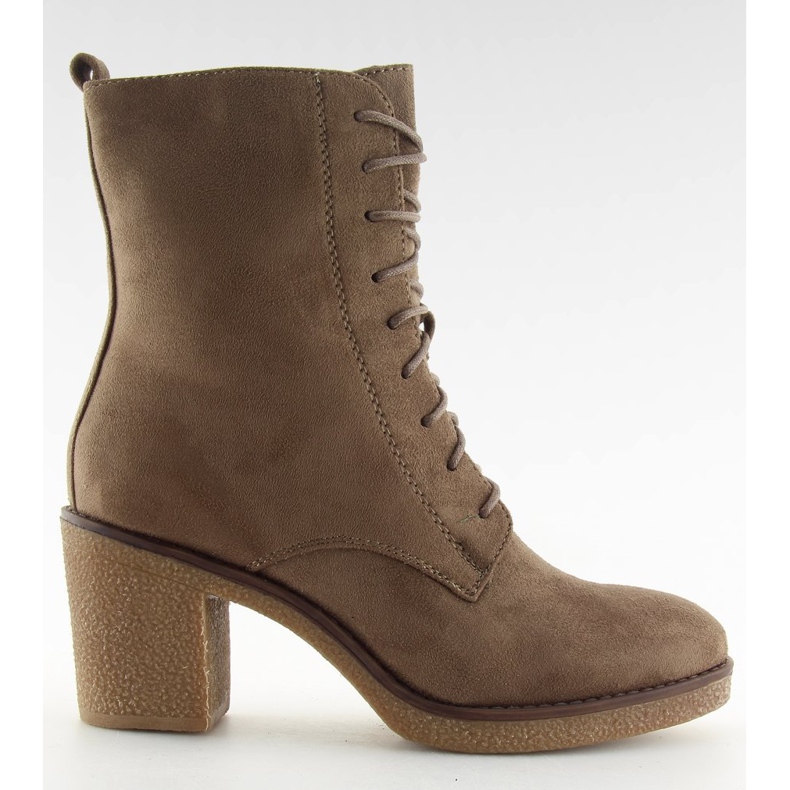Tacones altos con cordones marrón 3638 Caqui