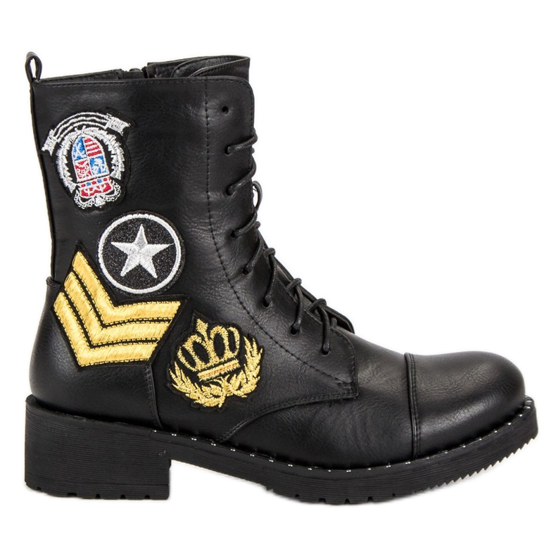 Diamantique Botas militares negras negro