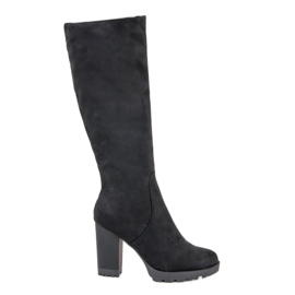 Super Mode Botas de ante con plataforma negro Super Mode Botas de ante con plataforma negro
