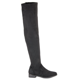 SDS Botas de gamuza hasta el muslo negro