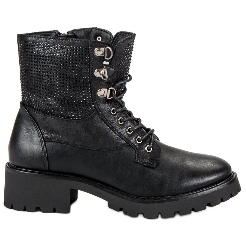 Ideal Shoes Trabajadores atados en la plataforma negro
