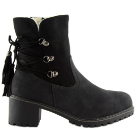 Negro Botas aisladas con cordero negro NC726 Negro