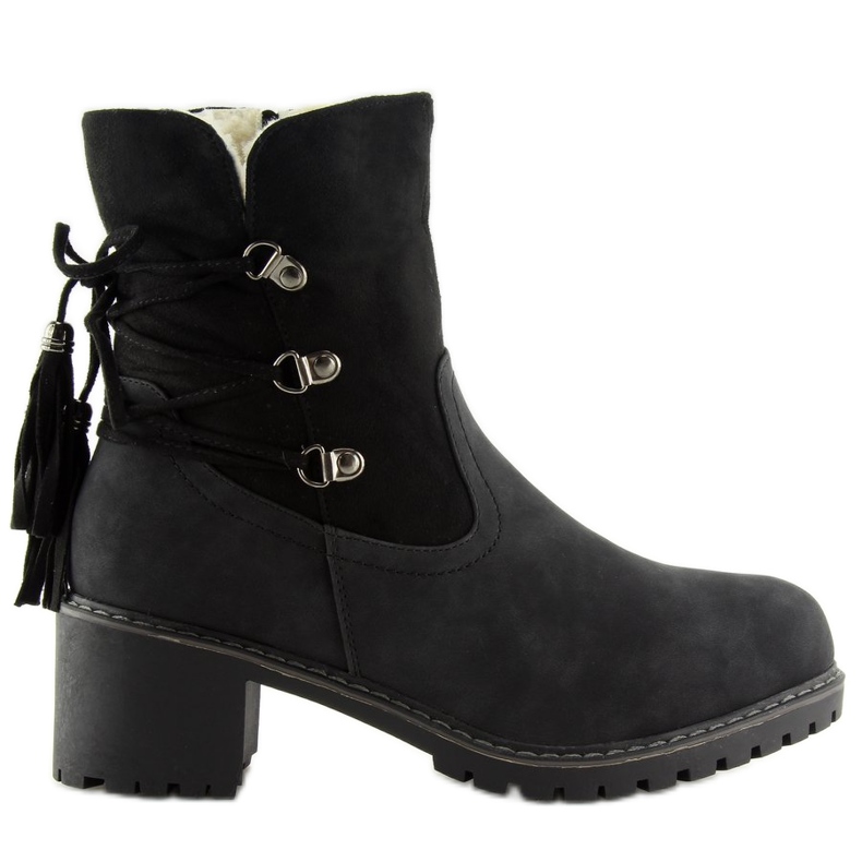 Negro Botas aisladas con cordero negro NC726 Negro